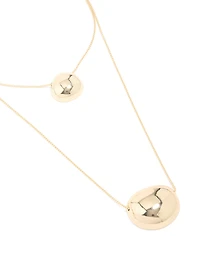 Gold Pebble Pendant Layered Necklace