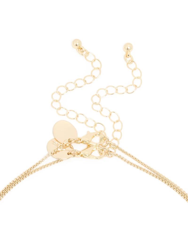 Gold Pebble Pendant Layered Necklace