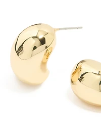 Gold Plated Brass Pebble Large Hoop Earrings