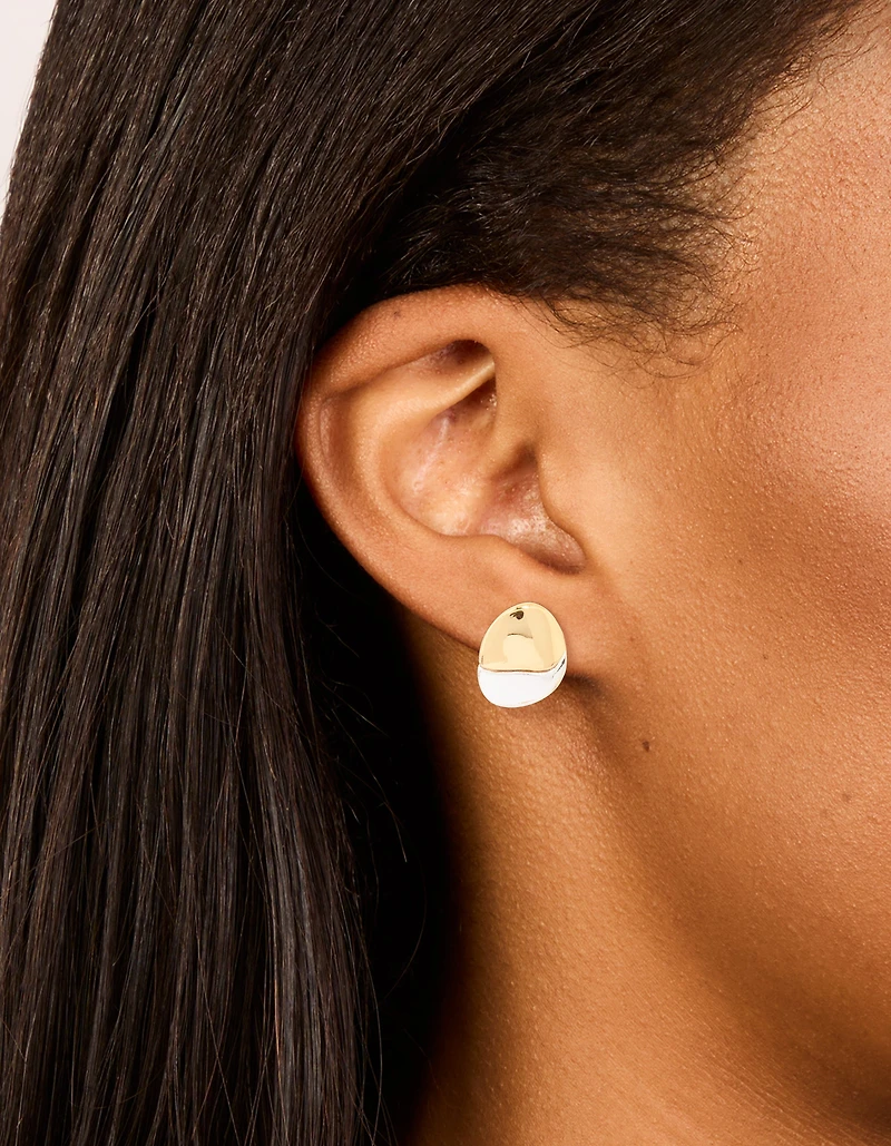 Mixed Metal Plated Brass Mini Pebble Stud Earrings