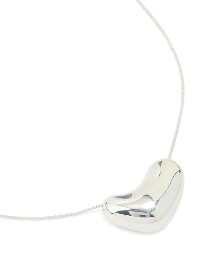 Silver Plated Molten Pebble Pendant Necklace