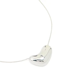 Silver Plated Molten Pebble Pendant Necklace