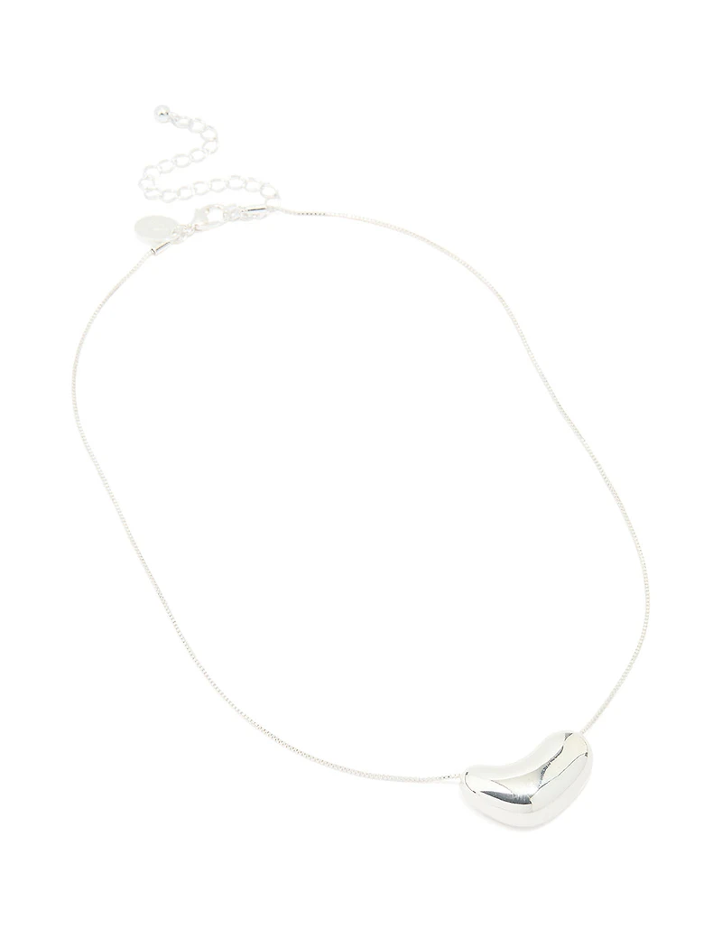 Silver Plated Molten Pebble Pendant Necklace