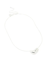 Silver Plated Molten Pebble Pendant Necklace