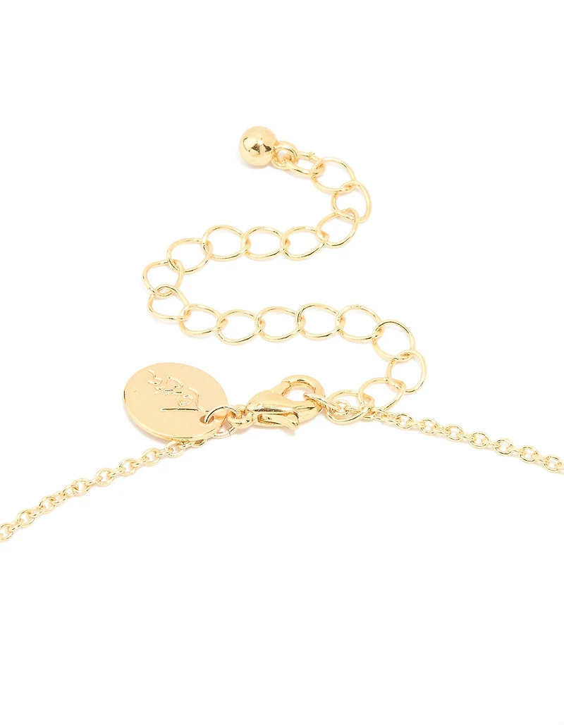 Collier pendentif cubique en zircone plaqué or avec petit caillou