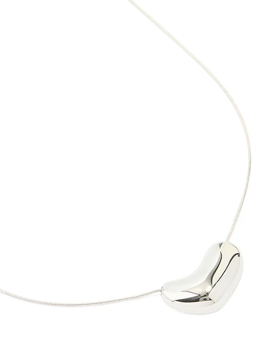 Silver Plated  Large Pebble Pendant Necklace