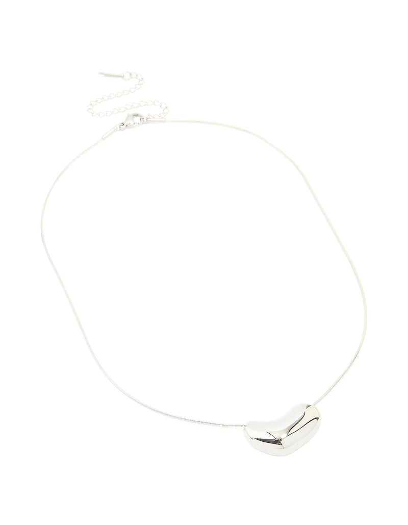 Silver Plated  Large Pebble Pendant Necklace