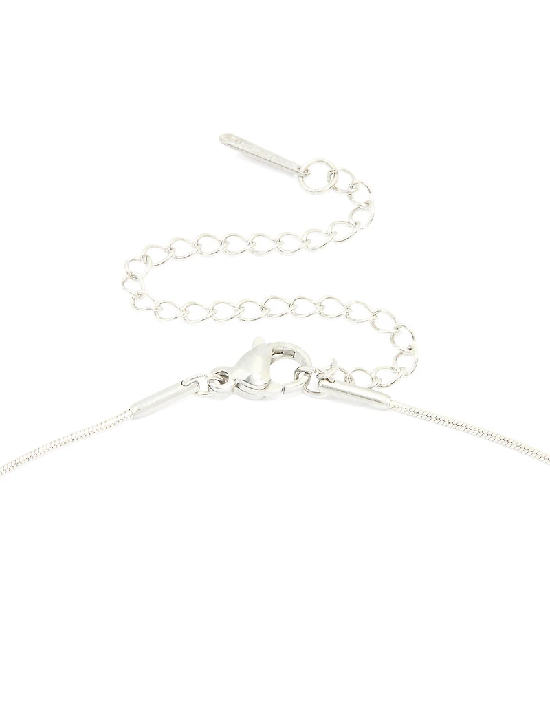 Silver Plated  Large Pebble Pendant Necklace