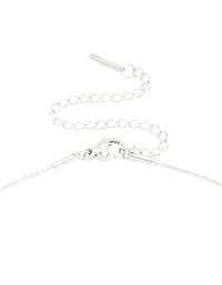 Silver Plated  Large Pebble Pendant Necklace