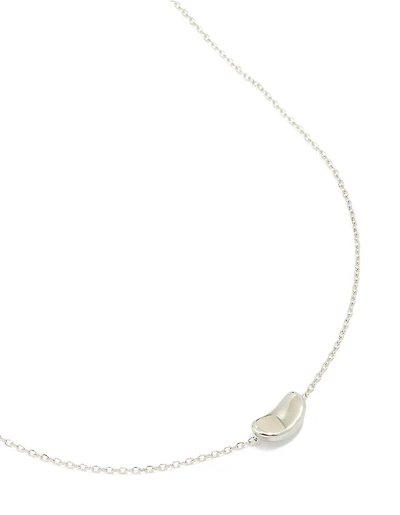 Silver Plated Small Pebble Pendant Necklace