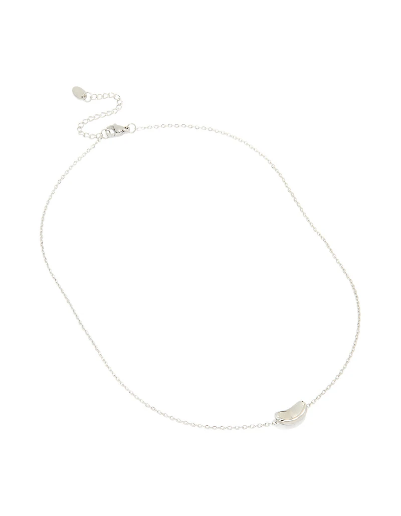 Silver Plated Small Pebble Pendant Necklace