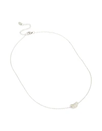 Silver Plated Small Pebble Pendant Necklace