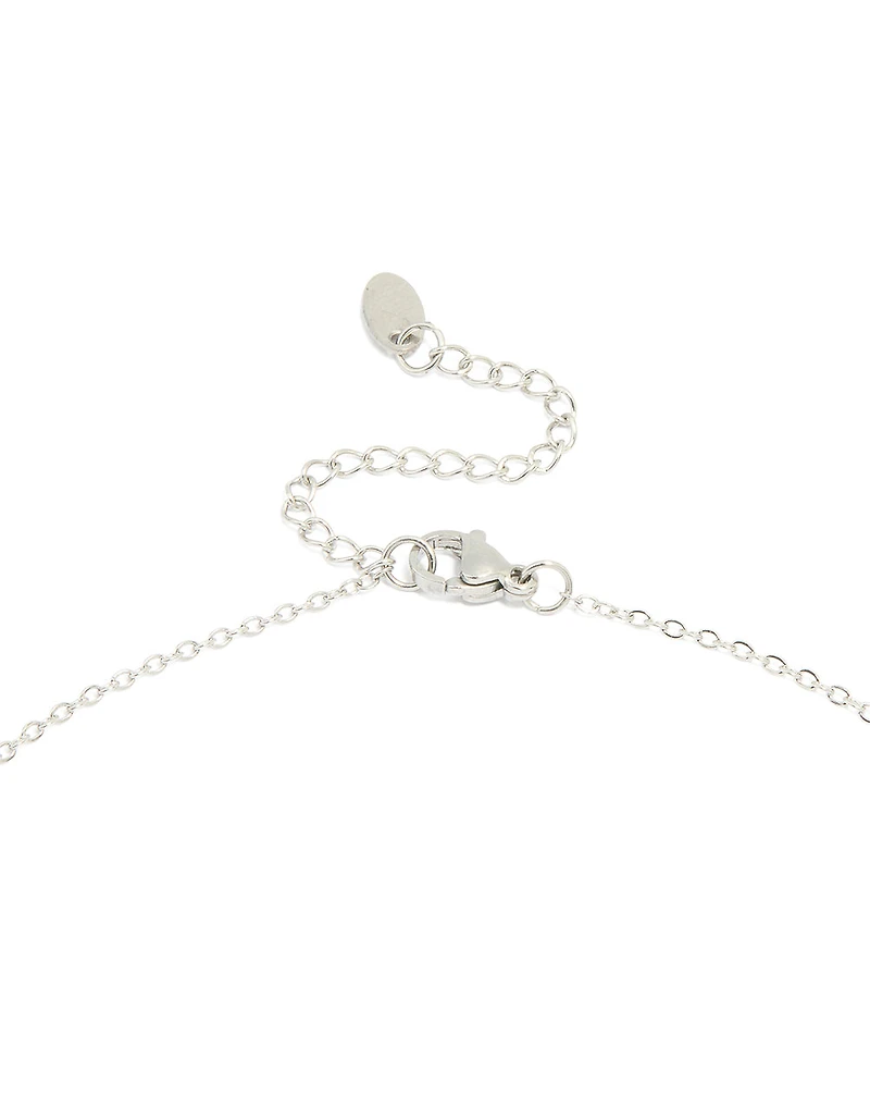 Silver Plated Small Pebble Pendant Necklace