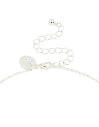 Silver Plated Cubic Zirconia Small Pebble Pendant Necklace