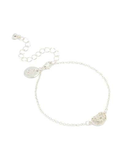 Silver Plated Brass Cubic Zirconia Single Pebble Bracelet