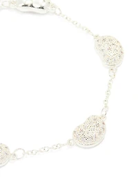 Silver Plated Brass  Cubic Zirconia Pebble Charm Bracelet