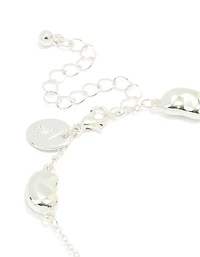 Silver Plated Brass  Cubic Zirconia Pebble Charm Bracelet
