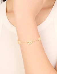 Gold Plated Brass Cubic Zirconia Pebble Charm Bracelet