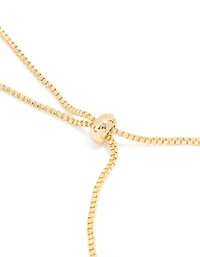 Gold Plated Brass Cubic Zirconia Pebble Chain Link Toggle Bracelet
