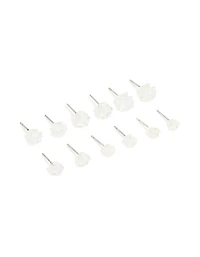 Silver Multi-Shape Cubic Zirconia Stud Earrings 6-Pack