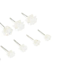 Silver Multi-Shape Cubic Zirconia Stud Earrings 6-Pack