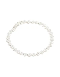 Silver Cubic Zirconia Rectangular Tennis Bracelet