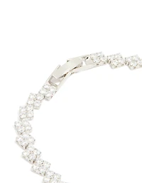 Silver Cubic Zirconia Rectangular Tennis Bracelet
