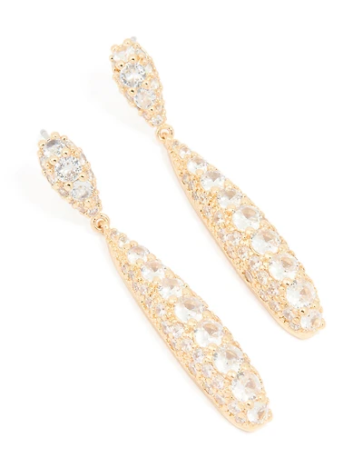 Boucles d’oreilles allongées en zirconie cubique en or