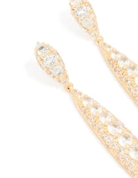 Gold Cubic Zirconia Elongated Drop Earrings