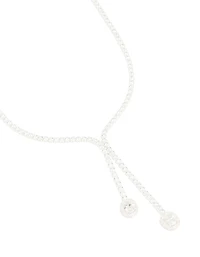 Silver Cubic Zirconia Pear Drop Y-Neck Necklace