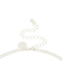 Silver Cubic Zirconia Pear Drop Y-Neck Necklace