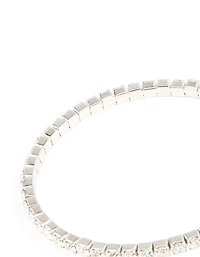 Poignet rond en perle en zircone cubique argenté