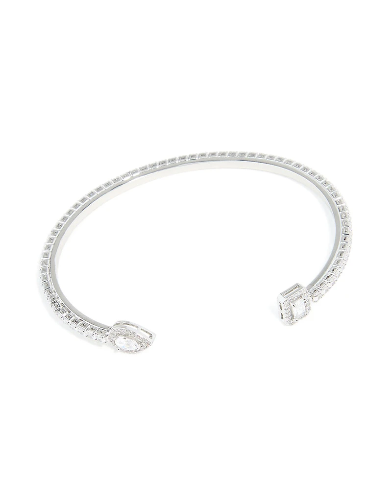 Poignet de poignet carré en zircone cubique argenté