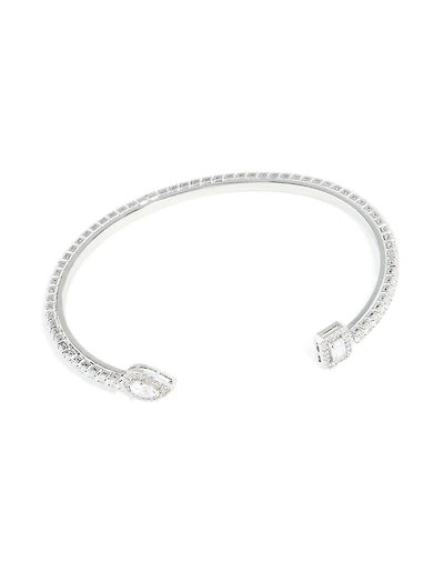 Poignet de poignet carré en zircone cubique argenté