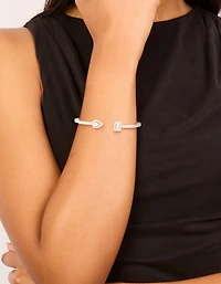 Silver Cubic Zirconia Pear Square Wrist Cuff