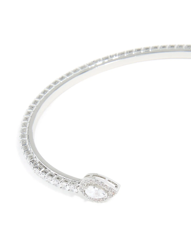 Poignet de poignet carré en zircone cubique argenté