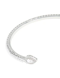 Poignet de poignet carré en zircone cubique argenté