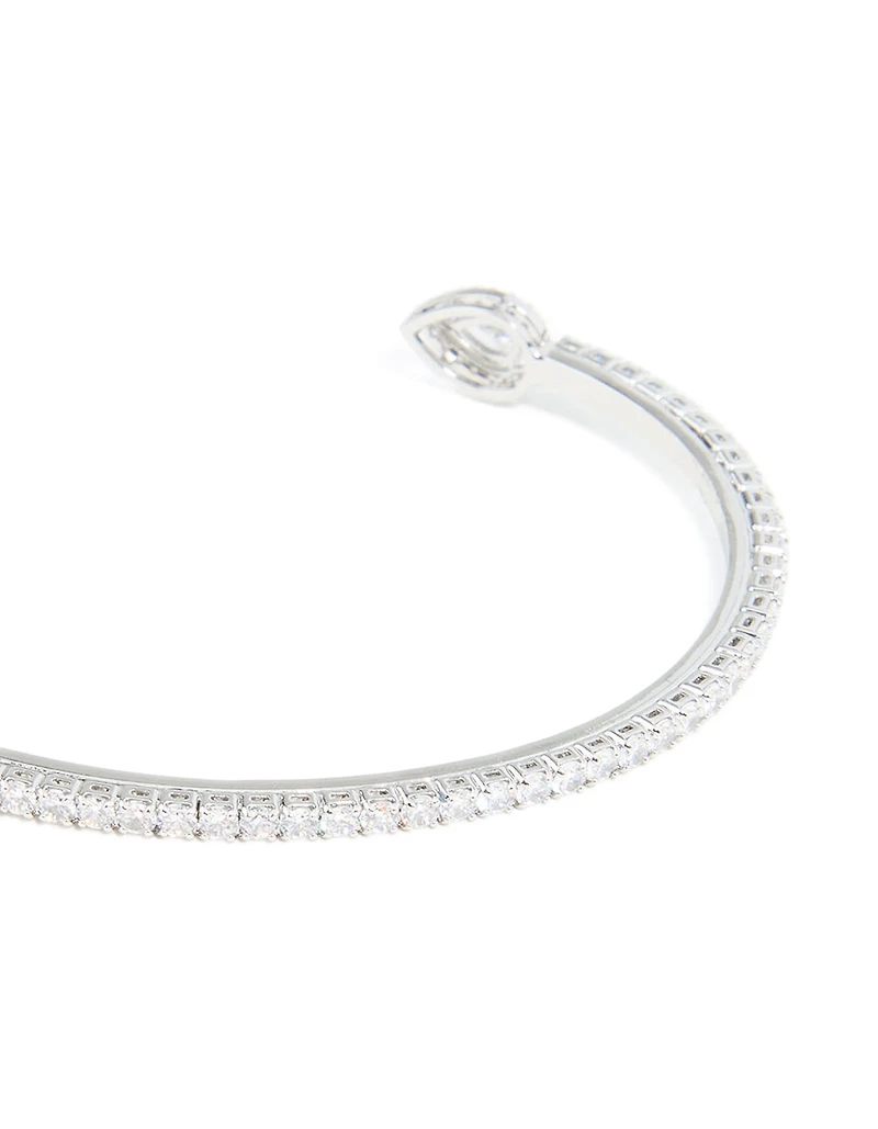 Poignet de poignet carré en zircone cubique argenté