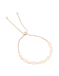 Gold Cubic Zirconia Marquise Toggle Bracelet