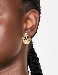 Gold Plated Acrylic Flower Graduating Huggie Earrings