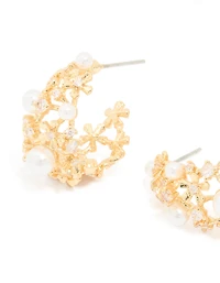 Gold Plated Acrylic Flower Graduating Huggie Earrings