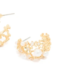 Gold Plated Acrylic Flower Graduating Huggie Earrings