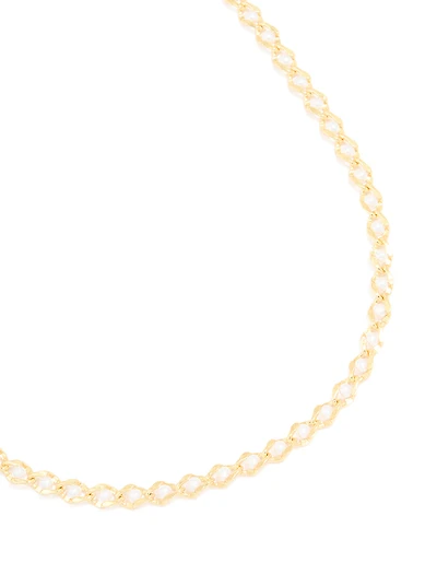 Gold Plated Pearl Inlay Chain Necklace