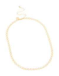Gold Plated Pearl Inlay Chain Necklace
