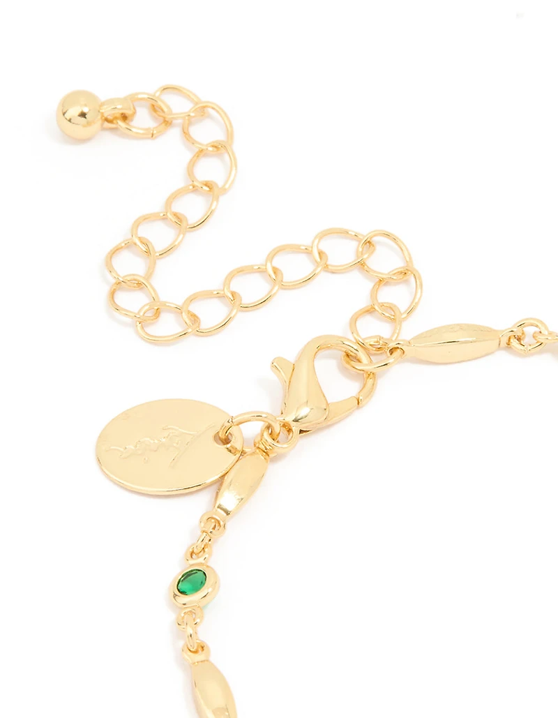 Gold Plated Emerald Cubic Zirconia Oval Bracelet
