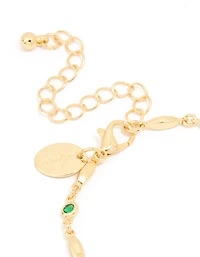 Gold Plated Emerald Cubic Zirconia Oval Bracelet