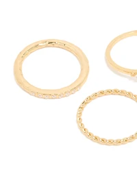 Gold Plated Cubic Zirconia Vine Mixed Rings 5-Pack