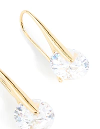 Gold Plated Cubic Zirconia Round Interlocking Hook Earrings