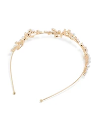 Bandeau cubique doré en zircone et perle