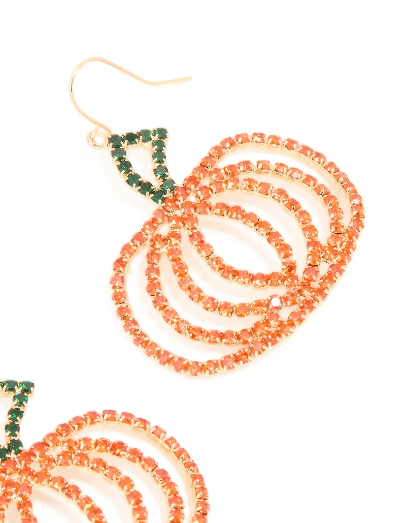 Boucles d’oreilles glam citrouille diamants dorées